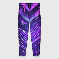 Женские брюки Фиолетовые неон полосы киберпанк