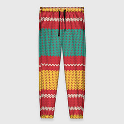 Брюки женские Разноцветные вязаные полоски, цвет: 3D-принт