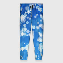 Женские брюки Декоративные снежинки на синем
