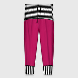 Женские брюки Узор из красного и черно-белых полос