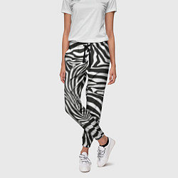 Брюки женские Шкура зебры черно - белая графика, цвет: 3D-принт — фото 2