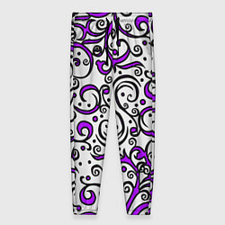 Брюки женские Фиолетовые кружевные узоры, цвет: 3D-принт