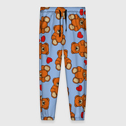 Брюки женские Игрушки мишки и сердца, цвет: 3D-принт