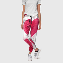 Брюки женские Акварельные красные сердечки, цвет: 3D-принт — фото 2