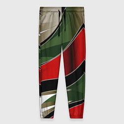 Женские брюки Белые зеленые и красные полосы