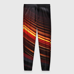 Женские брюки Яркая оранжевая полосы на черной абстракции