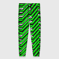Женские брюки Чёрно-зелёный линейный узор киберпанк