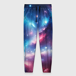 Брюки женские Розово-голубой космический пейзаж, цвет: 3D-принт