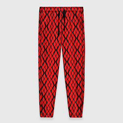 Брюки женские Ярко-красный с чёрными линиями, цвет: 3D-принт