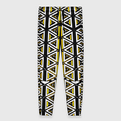 Женские брюки Жёлто-белые треугольники на чёрном фоне