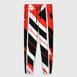 Брюки женские Black and red stripes on a white background, цвет: 3D-принт