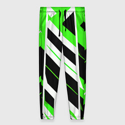 Женские брюки Black and green stripes on a white background