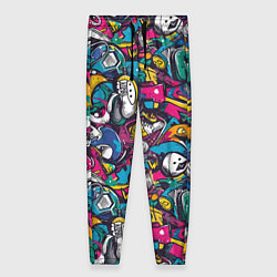 Брюки женские Граффити спортивные принадлежности, цвет: 3D-принт