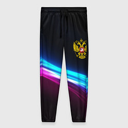 Брюки женские Россия неоновые волны, цвет: 3D-принт