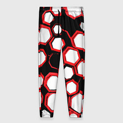 Женские брюки Красно-белые шестиугольники на чёрном фоне