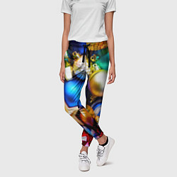 Брюки женские Новогодние украшения, цвет: 3D-принт — фото 2