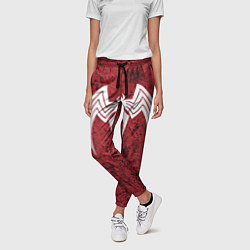 Брюки женские Знак венома на красном, цвет: 3D-принт — фото 2