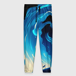 Брюки женские Бело-синее пламя из абстрактных красок, цвет: 3D-принт