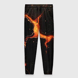 Женские брюки Оранжевый разлом на черной текстуре