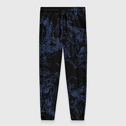 Брюки женские Синий дракон на черном, цвет: 3D-принт