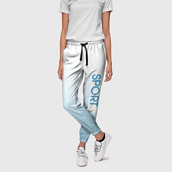 Брюки женские Sport бело-голубой текстурный, цвет: 3D-принт — фото 2