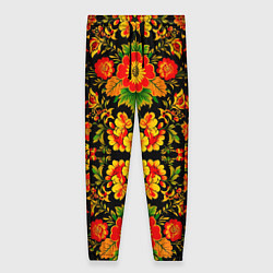 Брюки женские Русская хохломская роспись, цвет: 3D-принт