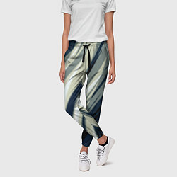Брюки женские Синий с оливковым диагональные полосы, цвет: 3D-принт — фото 2