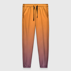 Брюки женские Градиент оранжевый в фиолетовый мелкий ромбик, цвет: 3D-принт