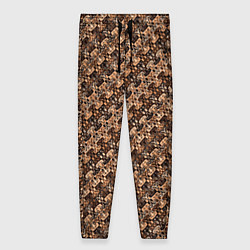Брюки женские Тёмный коричневый полосы узоры, цвет: 3D-принт