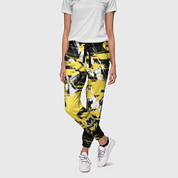 Брюки женские Желтая краска на черном, цвет: 3D-принт — фото 2