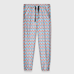 Брюки женские Красно-синие фигуры на белом фоне, цвет: 3D-принт