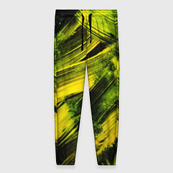 Брюки женские Мазки краски цвета лайм, цвет: 3D-принт