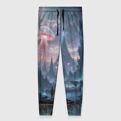 Брюки женские Фантастический мир с медузами и озеро у гор, цвет: 3D-принт
