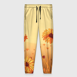 Брюки женские Цветы на закате, цвет: 3D-принт