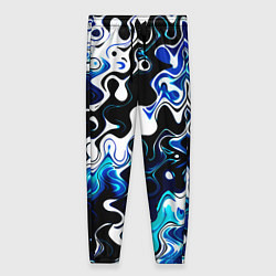 Брюки женские Абстракция разлитые краски чёрно-сине-белый, цвет: 3D-принт