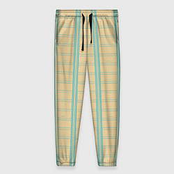 Брюки женские Color beige cage light blue stripes, цвет: 3D-принт