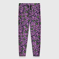 Брюки женские Мозаичный мелкий узор фиолетовый с зелеными вкрапл, цвет: 3D-принт