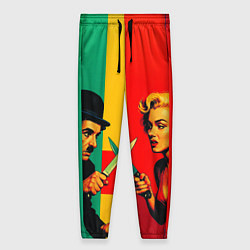 Брюки женские Чарли Чаплин против Мэрилин Монро поп-арт, цвет: 3D-принт