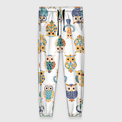 Брюки женские Орнамент Совы, цвет: 3D-принт