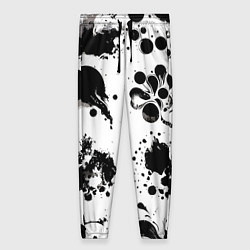 Брюки женские Чёрно-белые кляксы - абстракция, цвет: 3D-принт