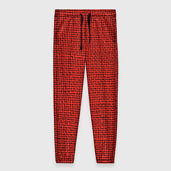 Брюки женские Мешковина красная имитация, цвет: 3D-принт