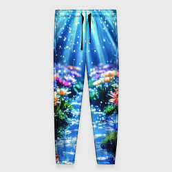 Брюки женские Цветы на глубине освещённые лучами, цвет: 3D-принт