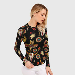 Рашгард женский Индейские культовые символы, цвет: 3D-принт — фото 2