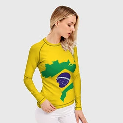 Рашгард женский Сборная Бразилии: желтая, цвет: 3D-принт — фото 2