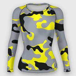 Рашгард женский Yellow & Grey Camouflage, цвет: 3D-принт