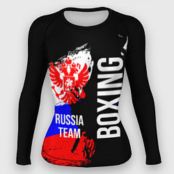 Рашгард женский Boxing Russia Team и герб РФ, цвет: 3D-принт