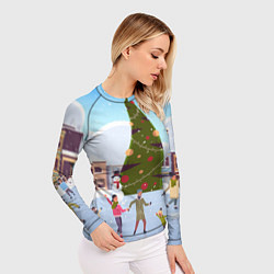 Рашгард женский Новогодний каток, цвет: 3D-принт — фото 2