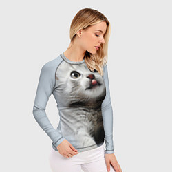 Рашгард женский Серый котенок, цвет: 3D-принт — фото 2