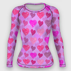 Рашгард женский Розовые сердечки, цвет: 3D-принт