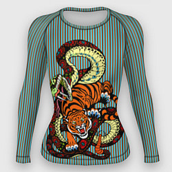 Рашгард женский Тигры Змея Полосы, цвет: 3D-принт